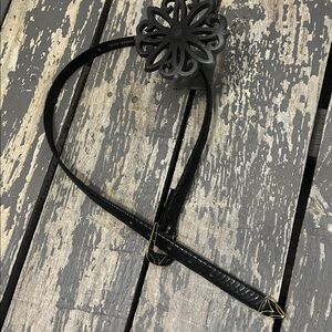 Rider genuine, snake skin Black Textured Belt with Gold Buckle